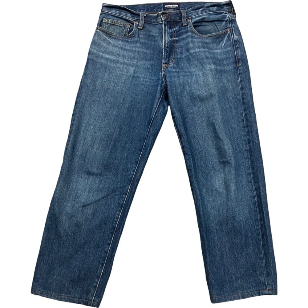 LANDS’ END Square Rigger Relaxed Fit Jeans Men’s SZ 31 Blue Pockets 100% Cotton